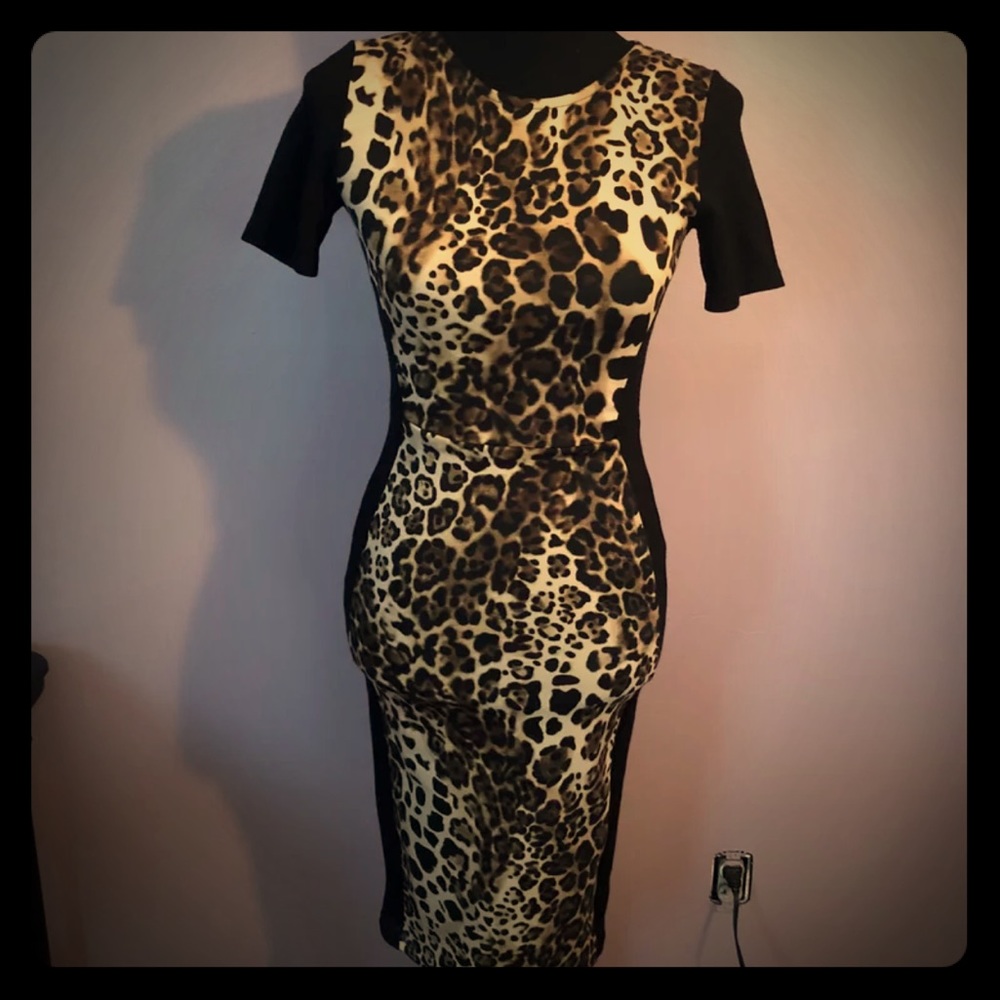Warehouse bodycon animal print dress Sz 6UK 2/4 US